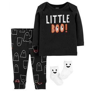 Baby Boys Carters 3-Pc Little Boo Halloween Outfit Size 3 mo Top Pants Socks NWT